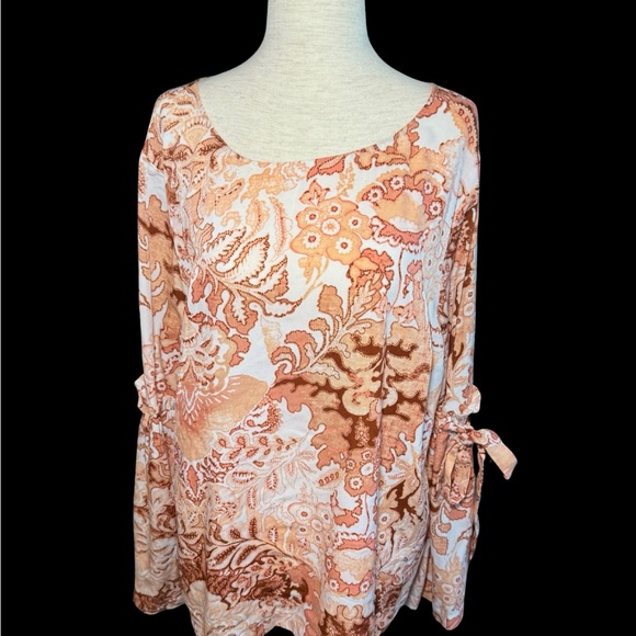 LC Lauren Conrad Tops - Cottagecore Fall‎ Colors Pink and Brown Floral Blouse Size XL